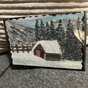 Winter Cabin Scene Painting